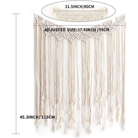 Macrame Wall Hanging, Large Woven Wall Hangings, Boho Cotton Handmade Backdrop - Picture 2 of 6